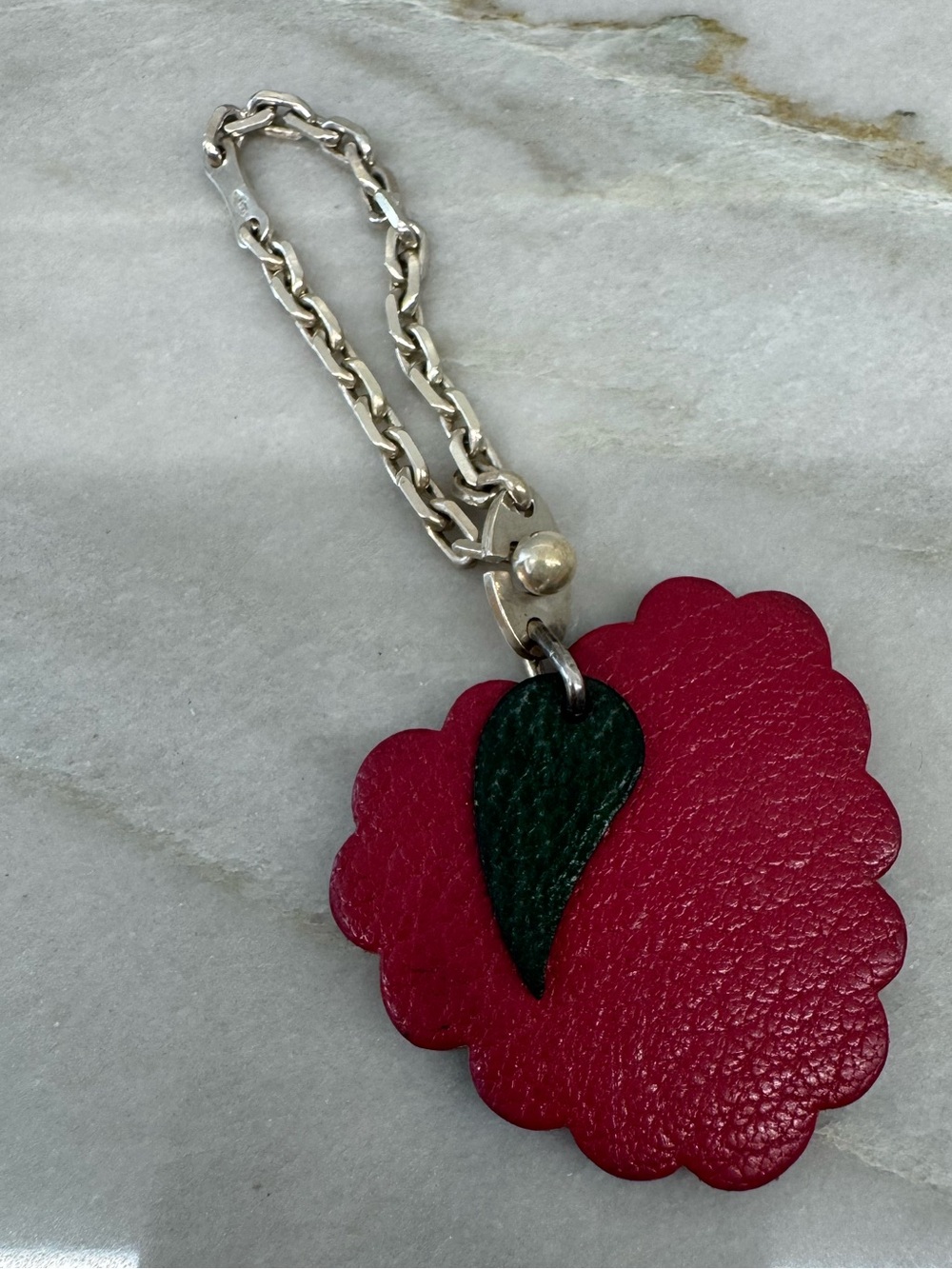 !SOLD! Hermes Leather Raspberry Bag Charm Keychain - Picture 2 of 8
